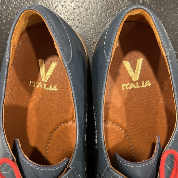 V Italia Men’s Blue Perforated Leather Lace Up Shoes Size 44 - Picture 11 of 12